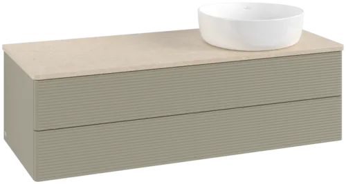 Bild von VILLEROY BOCH Antao Waschbeckenunterschrank, 2 Auszüge, 1200 x 360 x 500 mm, Front mit Struktur, Stone Grey Matt Lacquer / Botticino #K23113HK