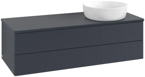 Picture of VILLEROY BOCH Antao Vanity unit, 2 pull-out compartments, 1200 x 360 x 500 mm, Front with grain texture, Midnight Blue Matt Lacquer / Midnight Blue Matt Lacquer #K23110HG