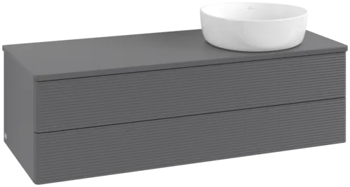 Bild von VILLEROY BOCH Antao Waschbeckenunterschrank, 2 Auszüge, 1200 x 360 x 500 mm, Front mit Struktur, Anthracite Matt Lacquer / Anthracite Matt Lacquer #K23110GK