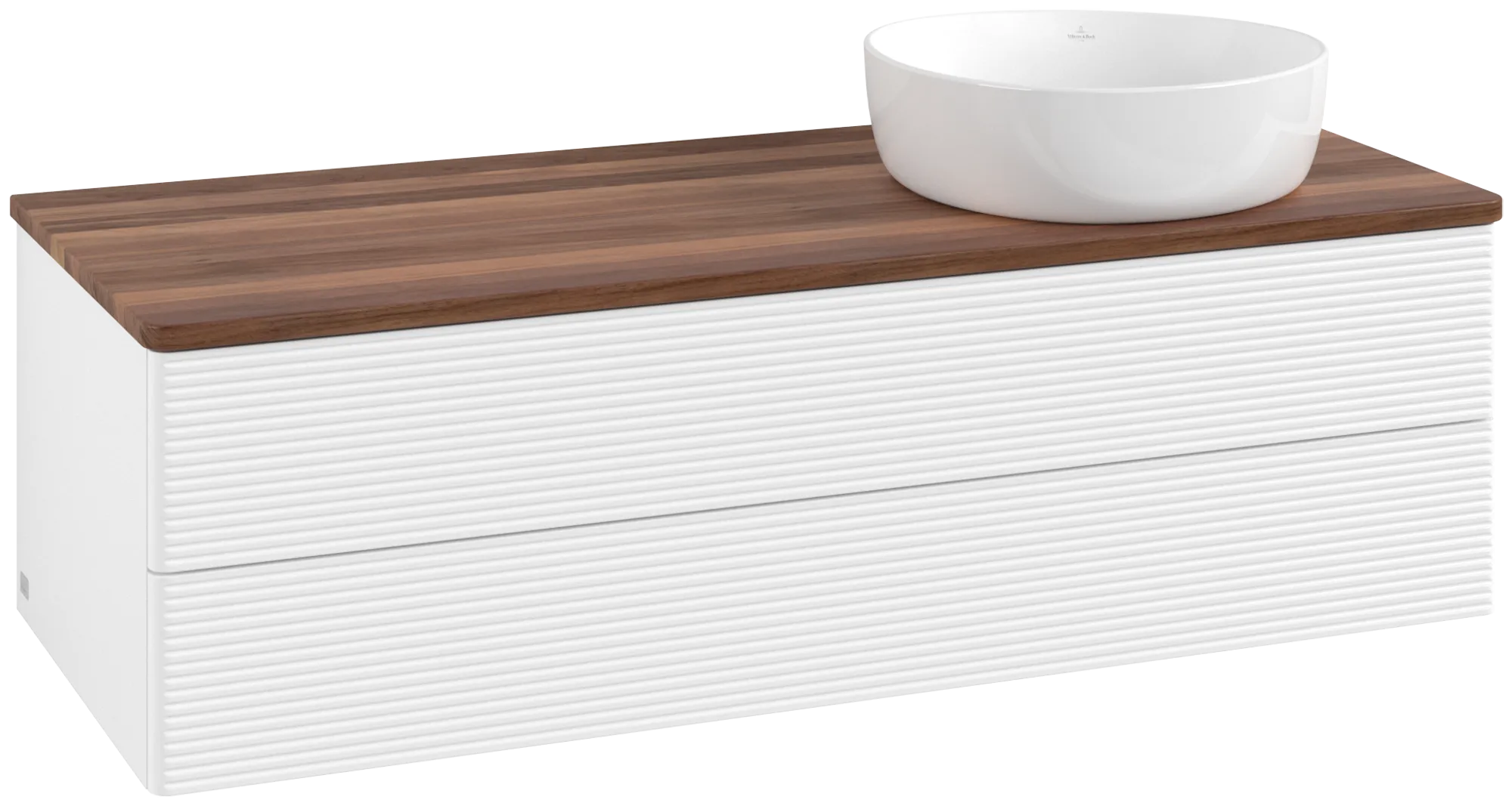 Bild von VILLEROY BOCH Antao Waschbeckenunterschrank, 2 Auszüge, 1200 x 360 x 500 mm, Front mit Struktur, White Matt Lacquer / Warm Walnut #K23112MT
