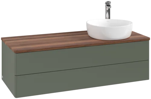 Obrázek VILLEROY BOCH Antao Vanity unit, 2 pull-out compartments, 1200 x 360 x 500 mm, Front without structure, Leaf Green Matt Lacquer / Warm Walnut #K23052HL
