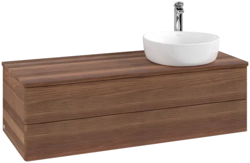 Bild von VILLEROY BOCH Antao Waschbeckenunterschrank, 2 Auszüge, 1200 x 360 x 500 mm, Front mit Struktur, Warm Walnut / Warm Walnut #K23152HM