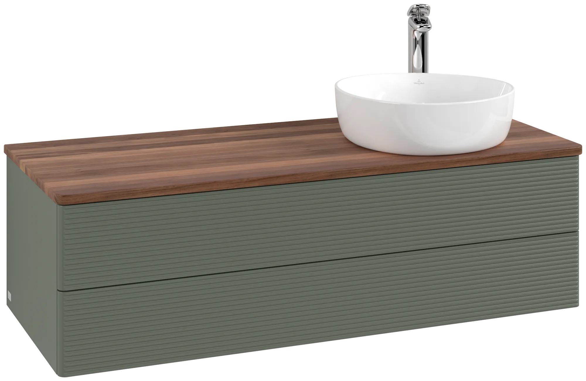 Bild von VILLEROY BOCH Antao Waschbeckenunterschrank, 2 Auszüge, 1200 x 360 x 500 mm, Front mit Struktur, Leaf Green Matt Lacquer / Warm Walnut #K23152HL