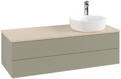 Bild von VILLEROY BOCH Antao Waschbeckenunterschrank, 2 Auszüge, 1200 x 360 x 500 mm, Front mit Struktur, Stone Grey Matt Lacquer / Botticino #K23153HK
