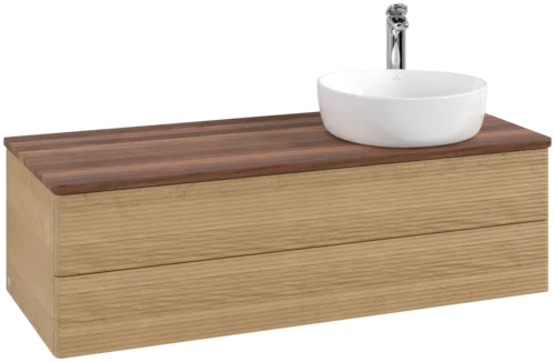 Bild von VILLEROY BOCH Antao Waschbeckenunterschrank, 2 Auszüge, 1200 x 360 x 500 mm, Front mit Struktur, Honey Oak / Warm Walnut #K23152HN