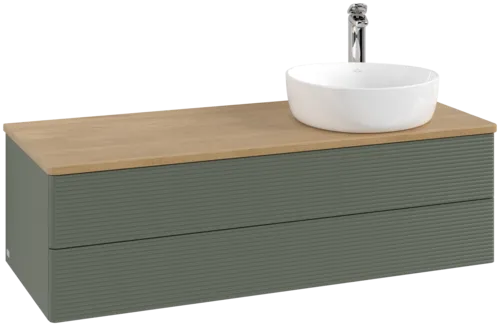 Bild von VILLEROY BOCH Antao Waschbeckenunterschrank, 2 Auszüge, 1200 x 360 x 500 mm, Front mit Struktur, Leaf Green Matt Lacquer / Honey Oak #K23151HL
