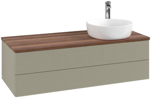 Bild von VILLEROY BOCH Antao Waschbeckenunterschrank, 2 Auszüge, 1200 x 360 x 500 mm, Front mit Struktur, Stone Grey Matt Lacquer / Warm Walnut #K23152HK
