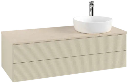 Bild von VILLEROY BOCH Antao Waschbeckenunterschrank, 2 Auszüge, 1200 x 360 x 500 mm, Front mit Struktur, Silk Grey Matt Lacquer / Botticino #K23153HJ