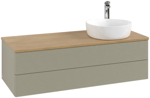 Bild von VILLEROY BOCH Antao Waschbeckenunterschrank, 2 Auszüge, 1200 x 360 x 500 mm, Front mit Struktur, Stone Grey Matt Lacquer / Honey Oak #K23151HK
