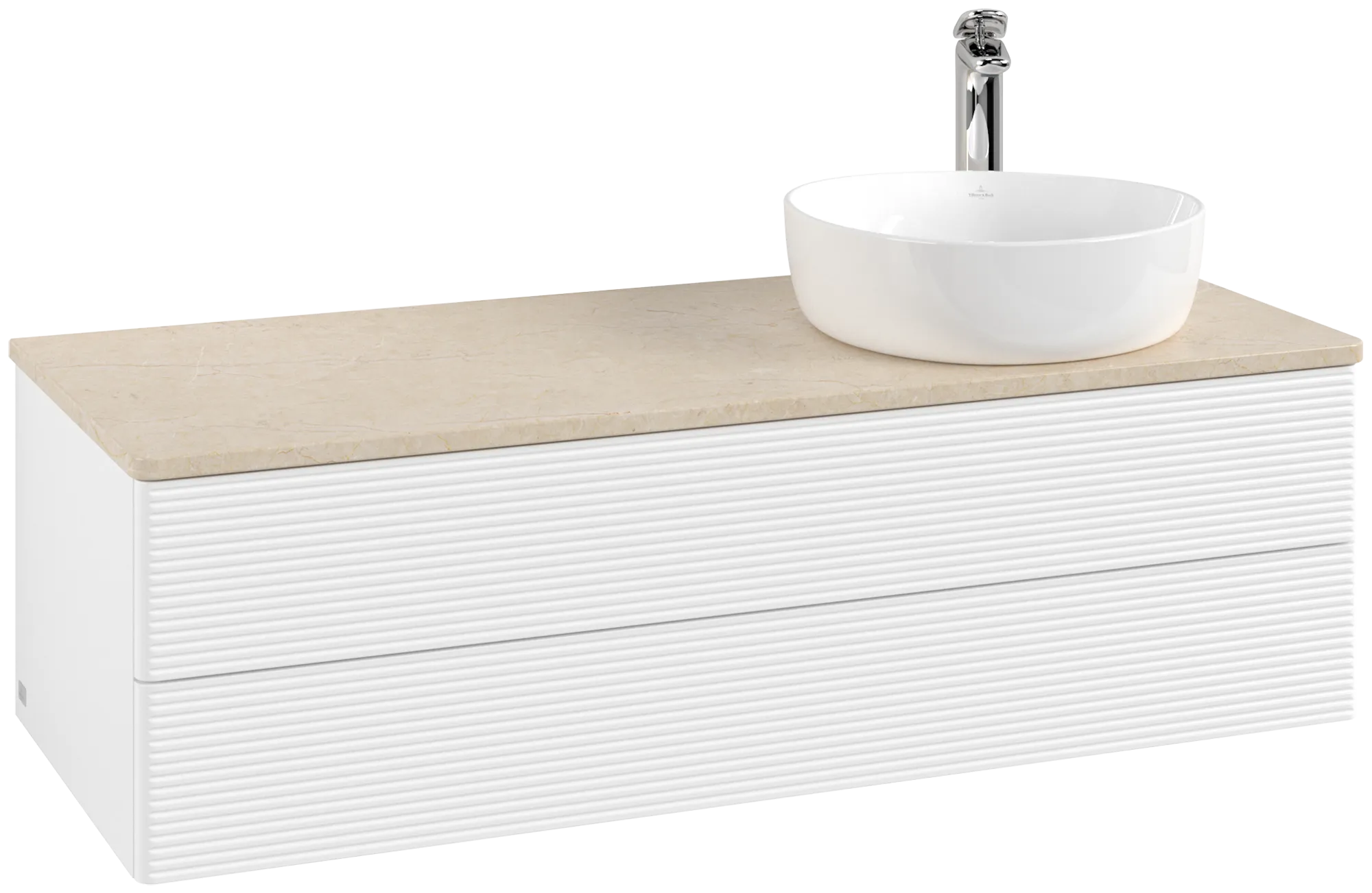 Bild von VILLEROY BOCH Antao Waschbeckenunterschrank, 2 Auszüge, 1200 x 360 x 500 mm, Front mit Struktur, White Matt Lacquer / Botticino #K23153MT