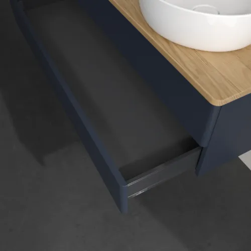 Bild von VILLEROY BOCH Antao Waschbeckenunterschrank, 2 Auszüge, 1200 x 360 x 500 mm, Front ohne Struktur, Midnight Blue Matt Lacquer / Honey Oak #K24051HG