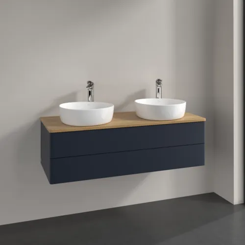 Bild von VILLEROY BOCH Antao Waschbeckenunterschrank, 2 Auszüge, 1200 x 360 x 500 mm, Front ohne Struktur, Midnight Blue Matt Lacquer / Honey Oak #K24051HG
