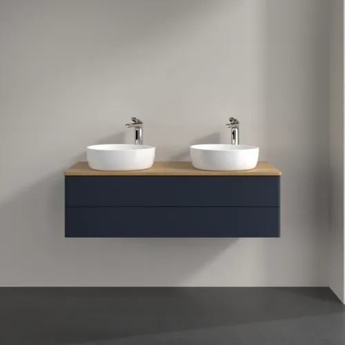 Bild von VILLEROY BOCH Antao Waschbeckenunterschrank, 2 Auszüge, 1200 x 360 x 500 mm, Front ohne Struktur, Midnight Blue Matt Lacquer / Honey Oak #K24051HG