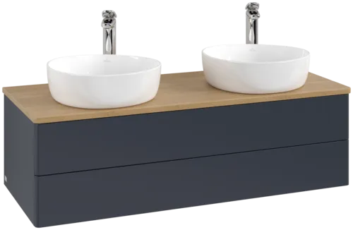 Bild von VILLEROY BOCH Antao Waschbeckenunterschrank, 2 Auszüge, 1200 x 360 x 500 mm, Front ohne Struktur, Midnight Blue Matt Lacquer / Honey Oak #K24051HG