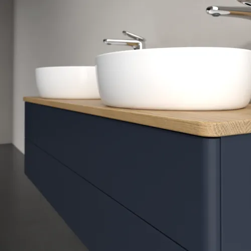Bild von VILLEROY BOCH Antao Waschbeckenunterschrank, 2 Auszüge, 1200 x 360 x 500 mm, Front ohne Struktur, Midnight Blue Matt Lacquer / Honey Oak #K24051HG