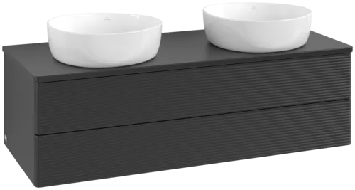 Bild von VILLEROY BOCH Antao Waschbeckenunterschrank, 2 Auszüge, 1200 x 360 x 500 mm, Front mit Struktur, Black Matt Lacquer / Black Matt Lacquer #K24110PD