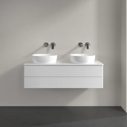 Bild von VILLEROY BOCH Antao Waschbeckenunterschrank, 2 Auszüge, 1200 x 360 x 500 mm, Front mit Struktur, Glossy White Lacquer / Glossy White Lacquer #K24110GF