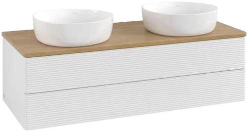 Bild von VILLEROY BOCH Antao Waschbeckenunterschrank, 2 Auszüge, 1200 x 360 x 500 mm, Front mit Struktur, Glossy White Lacquer / Honey Oak #K24111GF