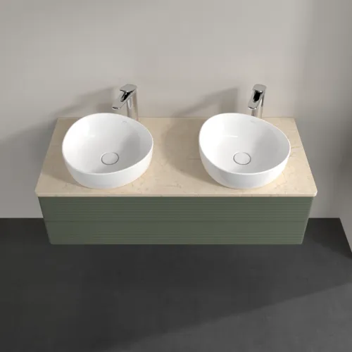 Bild von VILLEROY BOCH Antao Waschbeckenunterschrank, 2 Auszüge, 1200 x 360 x 500 mm, Front mit Struktur, Leaf Green Matt Lacquer / Botticino #K24153HL