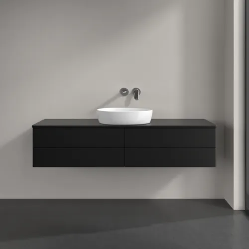 Obrázek VILLEROY BOCH Antao Vanity unit, 4 pull-out compartments, 1600 x 360 x 500 mm, Front without structure, Black Matt Lacquer / Black Matt Lacquer #K25010PD