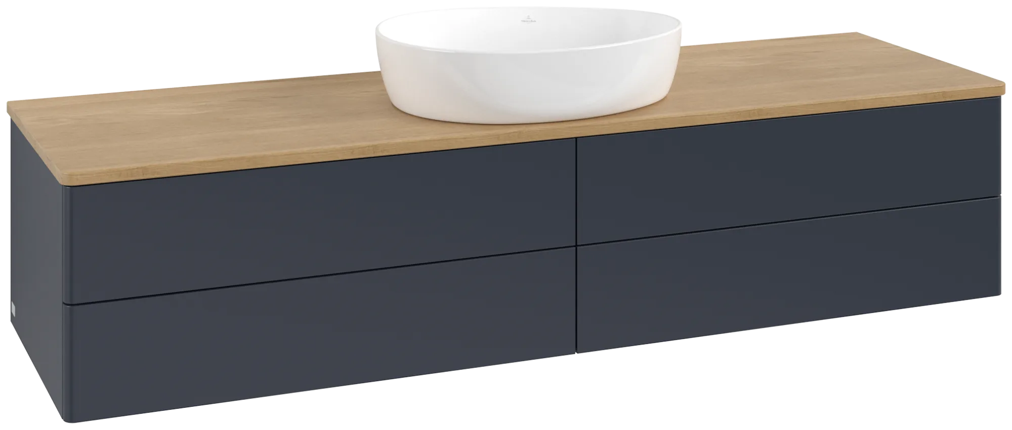 Bild von VILLEROY BOCH Antao Waschbeckenunterschrank, 4 Auszüge, 1600 x 360 x 500 mm, Front ohne Struktur, Midnight Blue Matt Lacquer / Honey Oak #K25011HG
