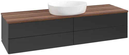 Bild von VILLEROY BOCH Antao Waschbeckenunterschrank, 4 Auszüge, 1600 x 360 x 500 mm, Front ohne Struktur, Black Matt Lacquer / Warm Walnut #K25012PD