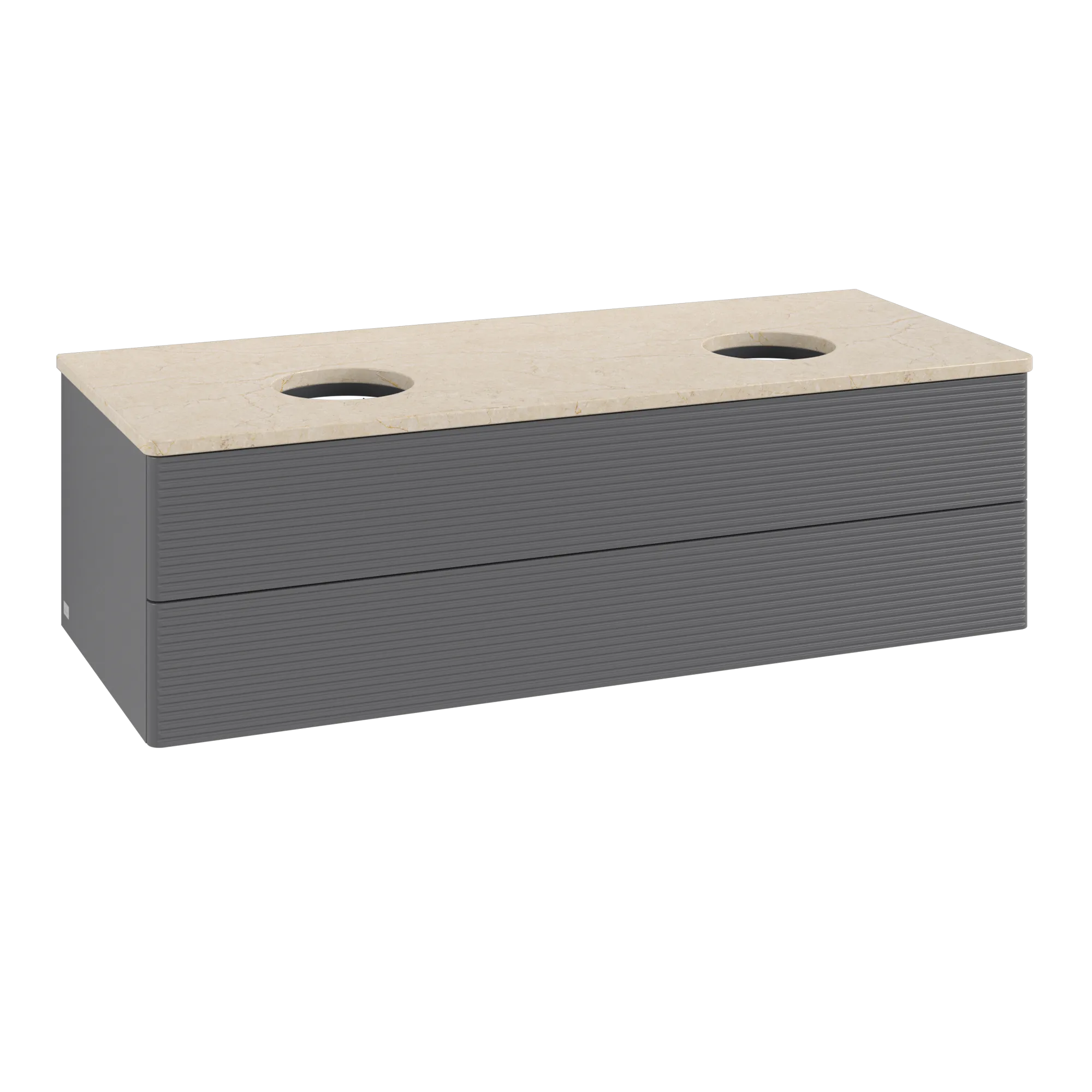 Bild von VILLEROY BOCH Antao Waschbeckenunterschrank, 2 Auszüge, 1200 x 360 x 500 mm, Front mit Struktur, Anthracite Matt Lacquer / Botticino #K24113GK