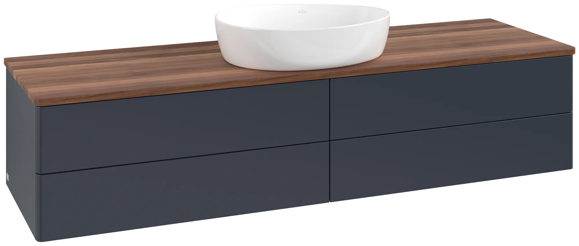 Obrázek VILLEROY BOCH Antao Vanity unit, 4 pull-out compartments, 1600 x 360 x 500 mm, Front without structure, Midnight Blue Matt Lacquer / Warm Walnut #K25012HG