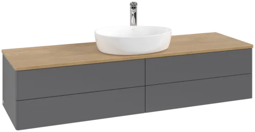 Bild von VILLEROY BOCH Antao Waschbeckenunterschrank, 4 Auszüge, 1600 x 360 x 500 mm, Front ohne Struktur, Anthracite Matt Lacquer / Honey Oak #K25051GK