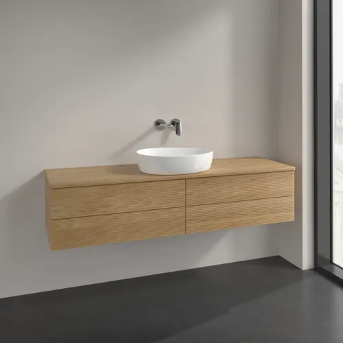 Bild von VILLEROY BOCH Antao Waschbeckenunterschrank, 4 Auszüge, 1600 x 360 x 500 mm, Front mit Struktur, Honey Oak / Honey Oak #K25111HN