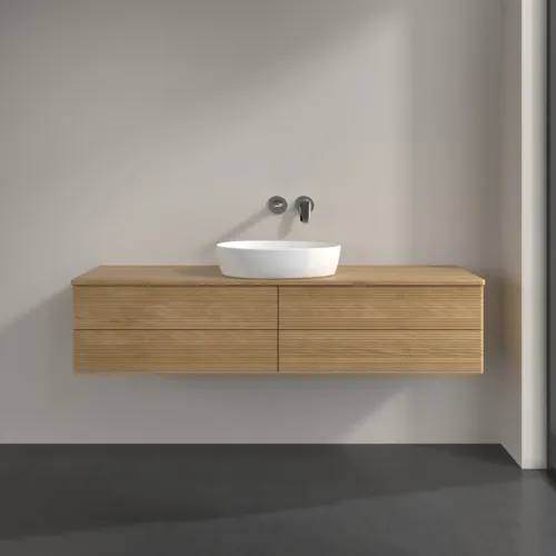 Bild von VILLEROY BOCH Antao Waschbeckenunterschrank, 4 Auszüge, 1600 x 360 x 500 mm, Front mit Struktur, Honey Oak / Honey Oak #K25111HN