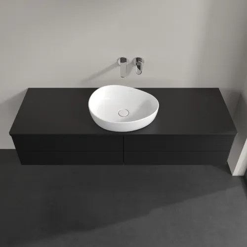 Bild von VILLEROY BOCH Antao Waschbeckenunterschrank, 4 Auszüge, 1600 x 360 x 500 mm, Front mit Struktur, Black Matt Lacquer / Black Matt Lacquer #K25110PD