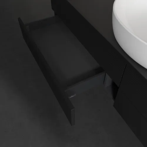 Bild von VILLEROY BOCH Antao Waschbeckenunterschrank, 4 Auszüge, 1600 x 360 x 500 mm, Front mit Struktur, Black Matt Lacquer / Black Matt Lacquer #K25110PD