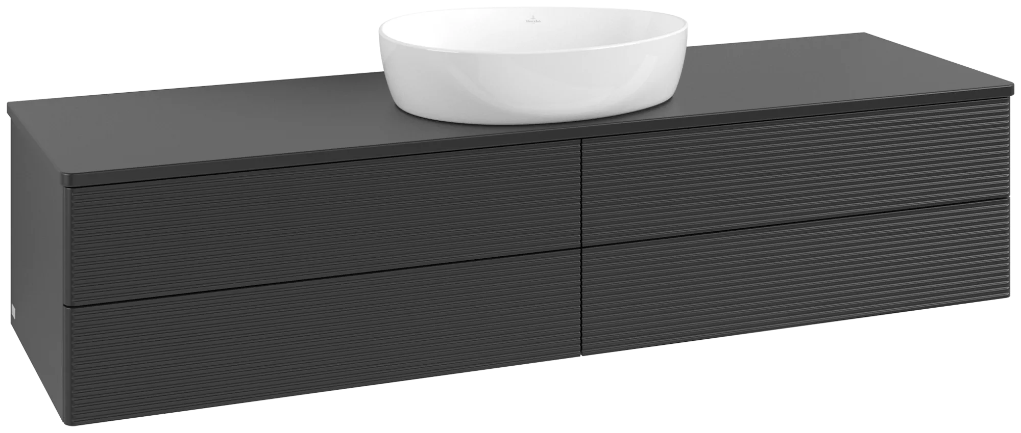 Bild von VILLEROY BOCH Antao Waschbeckenunterschrank, 4 Auszüge, 1600 x 360 x 500 mm, Front mit Struktur, Black Matt Lacquer / Black Matt Lacquer #K25110PD