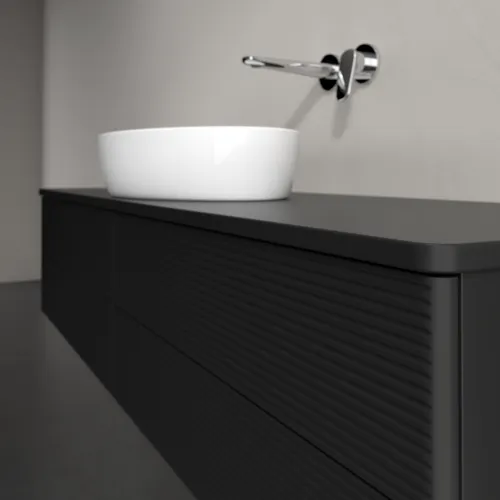 Bild von VILLEROY BOCH Antao Waschbeckenunterschrank, 4 Auszüge, 1600 x 360 x 500 mm, Front mit Struktur, Black Matt Lacquer / Black Matt Lacquer #K25110PD