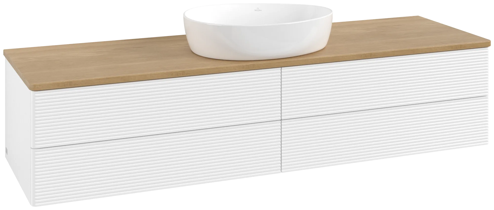 Bild von VILLEROY BOCH Antao Waschbeckenunterschrank, 4 Auszüge, 1600 x 360 x 500 mm, Front mit Struktur, White Matt Lacquer / Honey Oak #K25111MT