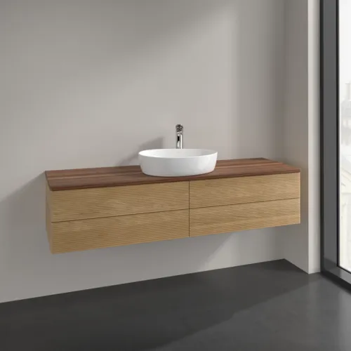 Bild von VILLEROY BOCH Antao Waschbeckenunterschrank, 4 Auszüge, 1600 x 360 x 500 mm, Front mit Struktur, Honey Oak / Warm Walnut #K25152HN