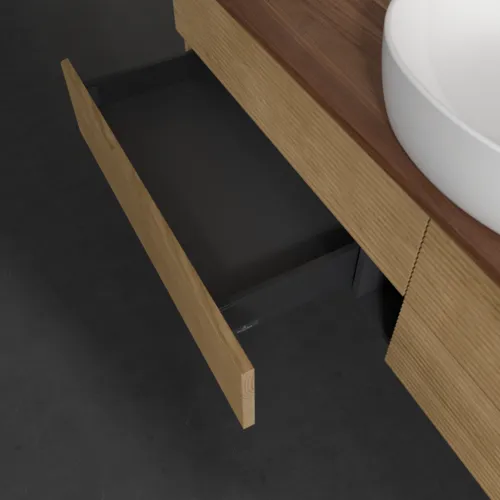 Bild von VILLEROY BOCH Antao Waschbeckenunterschrank, 4 Auszüge, 1600 x 360 x 500 mm, Front mit Struktur, Honey Oak / Warm Walnut #K25152HN