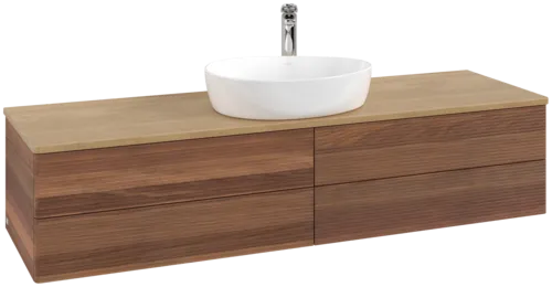 Bild von VILLEROY BOCH Antao Waschbeckenunterschrank, 4 Auszüge, 1600 x 360 x 500 mm, Front mit Struktur, Warm Walnut / Honey Oak #K25151HM