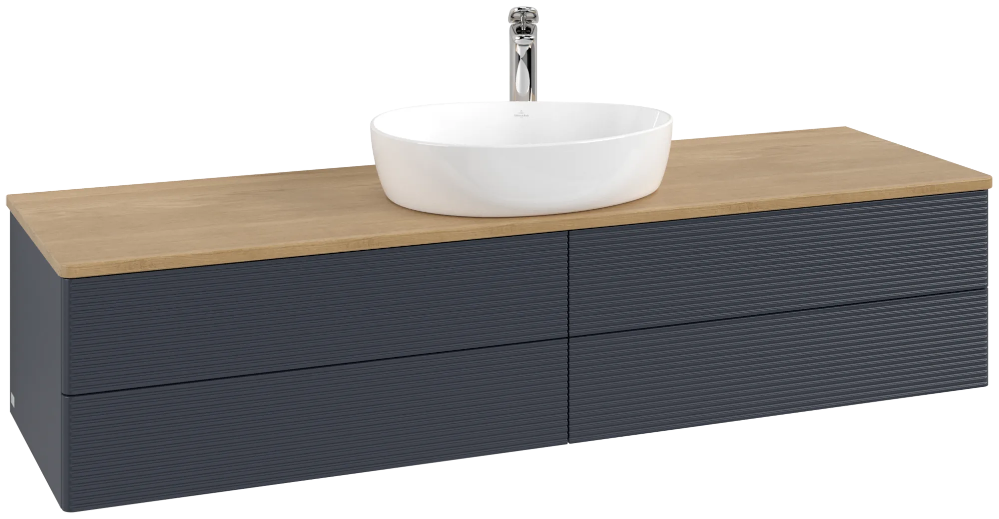 Bild von VILLEROY BOCH Antao Waschbeckenunterschrank, 4 Auszüge, 1600 x 360 x 500 mm, Front mit Struktur, Midnight Blue Matt Lacquer / Honey Oak #K25151HG