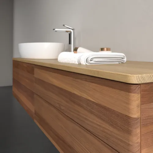 Picture of VILLEROY BOCH Antao Vanity unit, 4 pull-out compartments, 1600 x 360 x 500 mm, Front without structure, Warm Walnut / Honey Oak #K26051HM