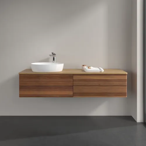 Picture of VILLEROY BOCH Antao Vanity unit, 4 pull-out compartments, 1600 x 360 x 500 mm, Front without structure, Warm Walnut / Honey Oak #K26051HM