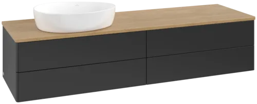 Bild von VILLEROY BOCH Antao Waschbeckenunterschrank, 4 Auszüge, 1600 x 360 x 500 mm, Front ohne Struktur, Black Matt Lacquer / Honey Oak #K26011PD