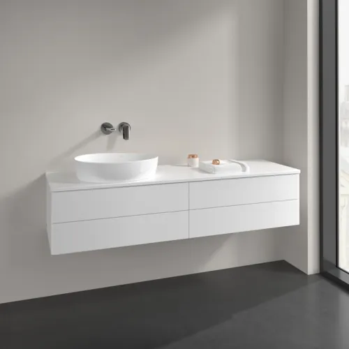 Bild von VILLEROY BOCH Antao Waschbeckenunterschrank, 4 Auszüge, 1600 x 360 x 500 mm, Front ohne Struktur, White Matt Lacquer / White Matt Lacquer #K26010MT