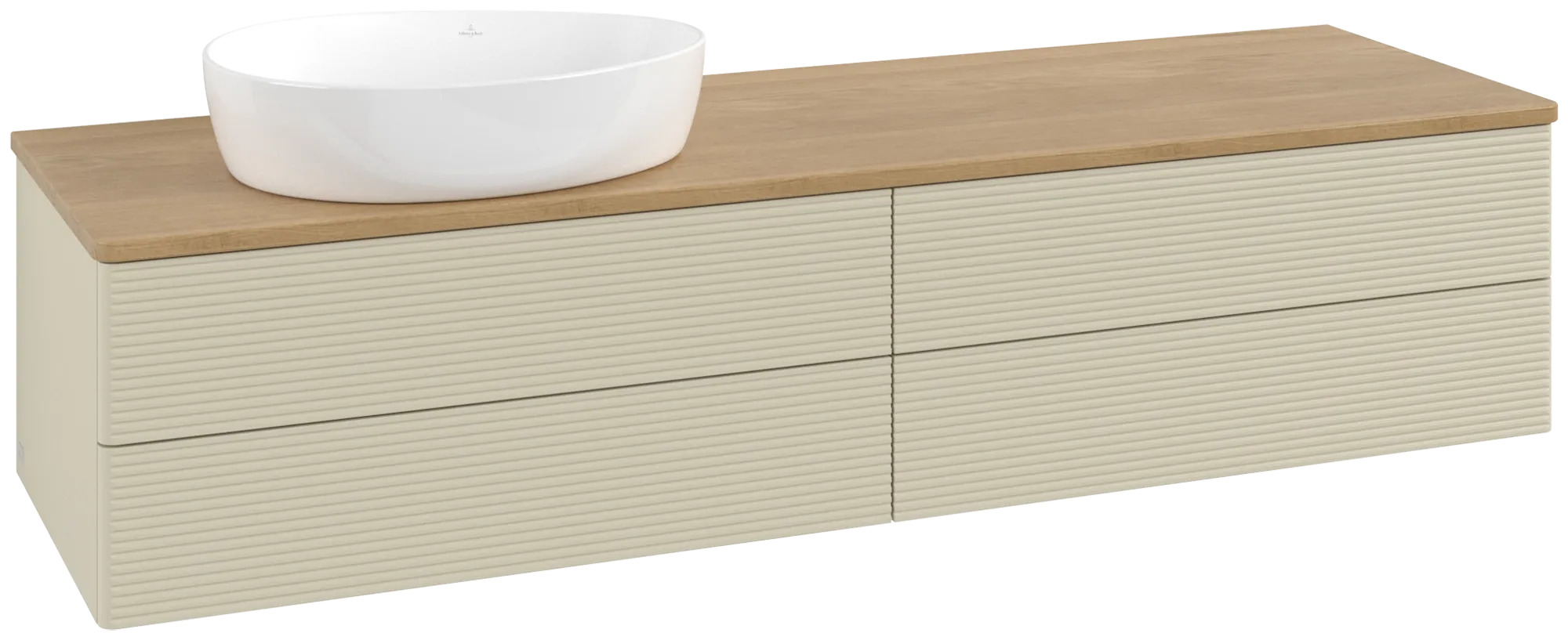 Bild von VILLEROY BOCH Antao Waschbeckenunterschrank, 4 Auszüge, 1600 x 360 x 500 mm, Front mit Struktur, Silk Grey Matt Lacquer / Honey Oak #K26111HJ