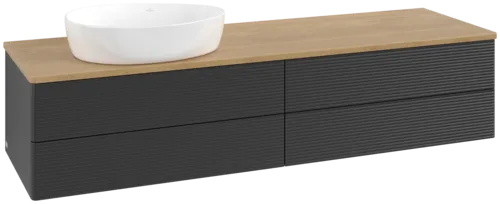 Bild von VILLEROY BOCH Antao Waschbeckenunterschrank, 4 Auszüge, 1600 x 360 x 500 mm, Front mit Struktur, Black Matt Lacquer / Honey Oak #K26111PD