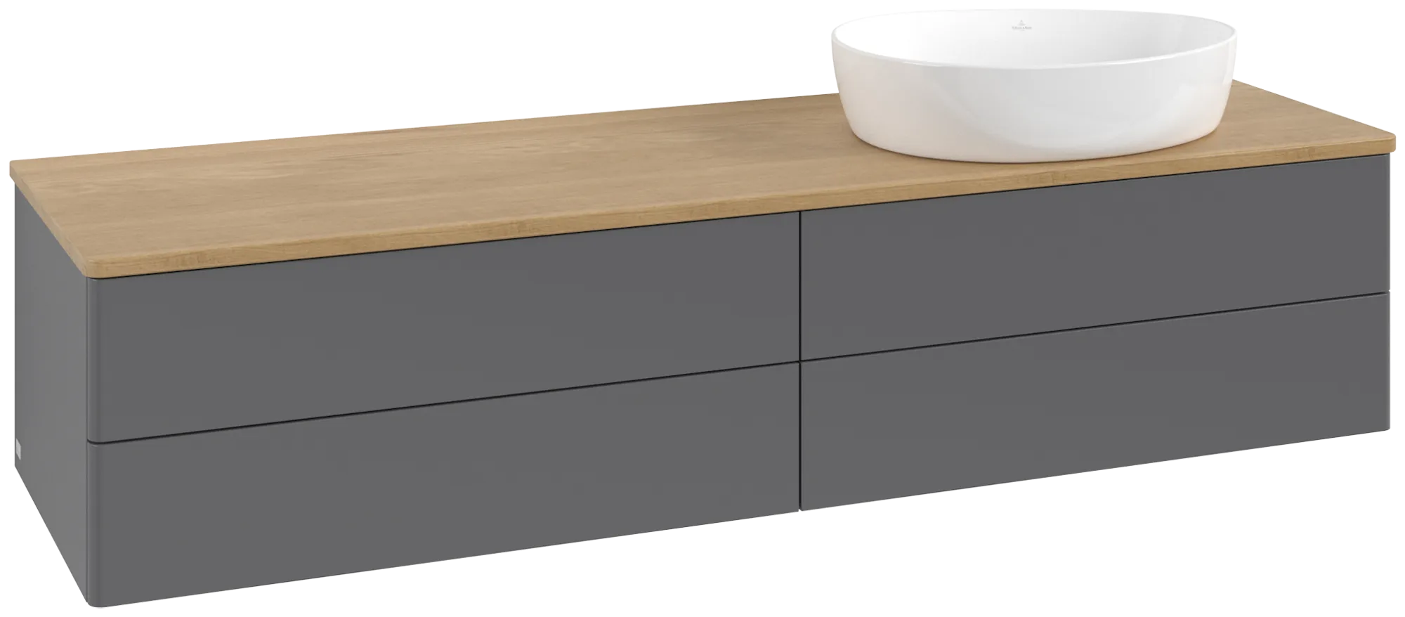 Bild von VILLEROY BOCH Antao Waschbeckenunterschrank, 4 Auszüge, 1600 x 360 x 500 mm, Front ohne Struktur, Anthracite Matt Lacquer / Honey Oak #K27011GK