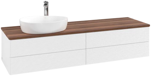 Bild von VILLEROY BOCH Antao Waschbeckenunterschrank, 4 Auszüge, 1600 x 360 x 500 mm, Front mit Struktur, White Matt Lacquer / Warm Walnut #K26152MT
