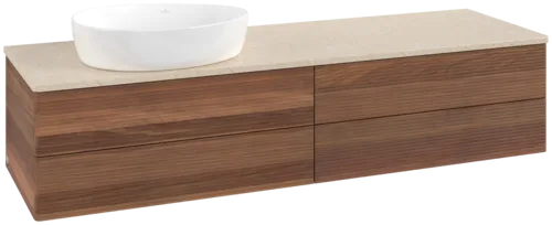 Bild von VILLEROY BOCH Antao Waschbeckenunterschrank, 4 Auszüge, 1600 x 360 x 500 mm, Front mit Struktur, Warm Walnut / Botticino #K26113HM