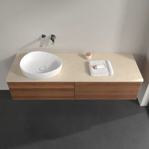 Bild von VILLEROY BOCH Antao Waschbeckenunterschrank, 4 Auszüge, 1600 x 360 x 500 mm, Front mit Struktur, Warm Walnut / Botticino #K26113HM